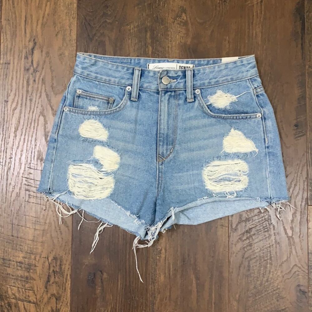 Lover’s + Friends Jack High Rise Distressed Cut Off Shorts in Westerly